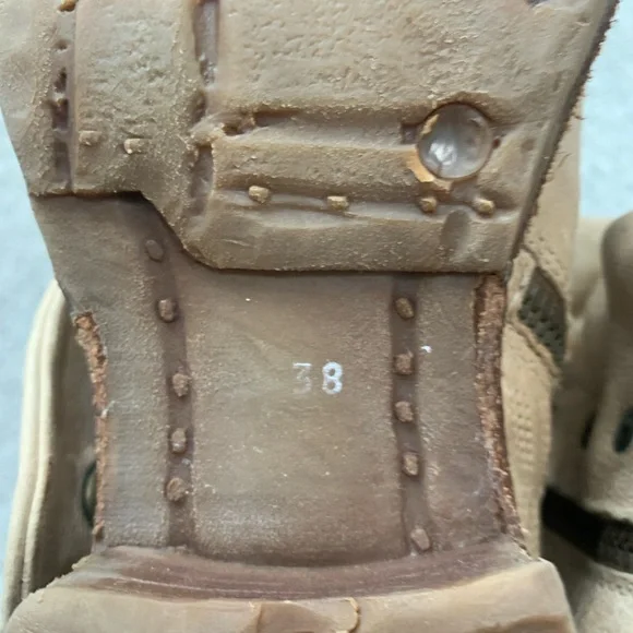 A.S. 98 Wasteland Cream Fold Over Leather Ankle Combat Boots Size 38 - Picture 8 of 8